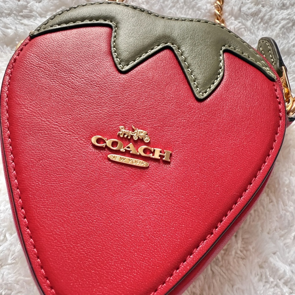 Coach Red Strawberry Shaped Leather Crossbody Bag - Picture 2 of 5
